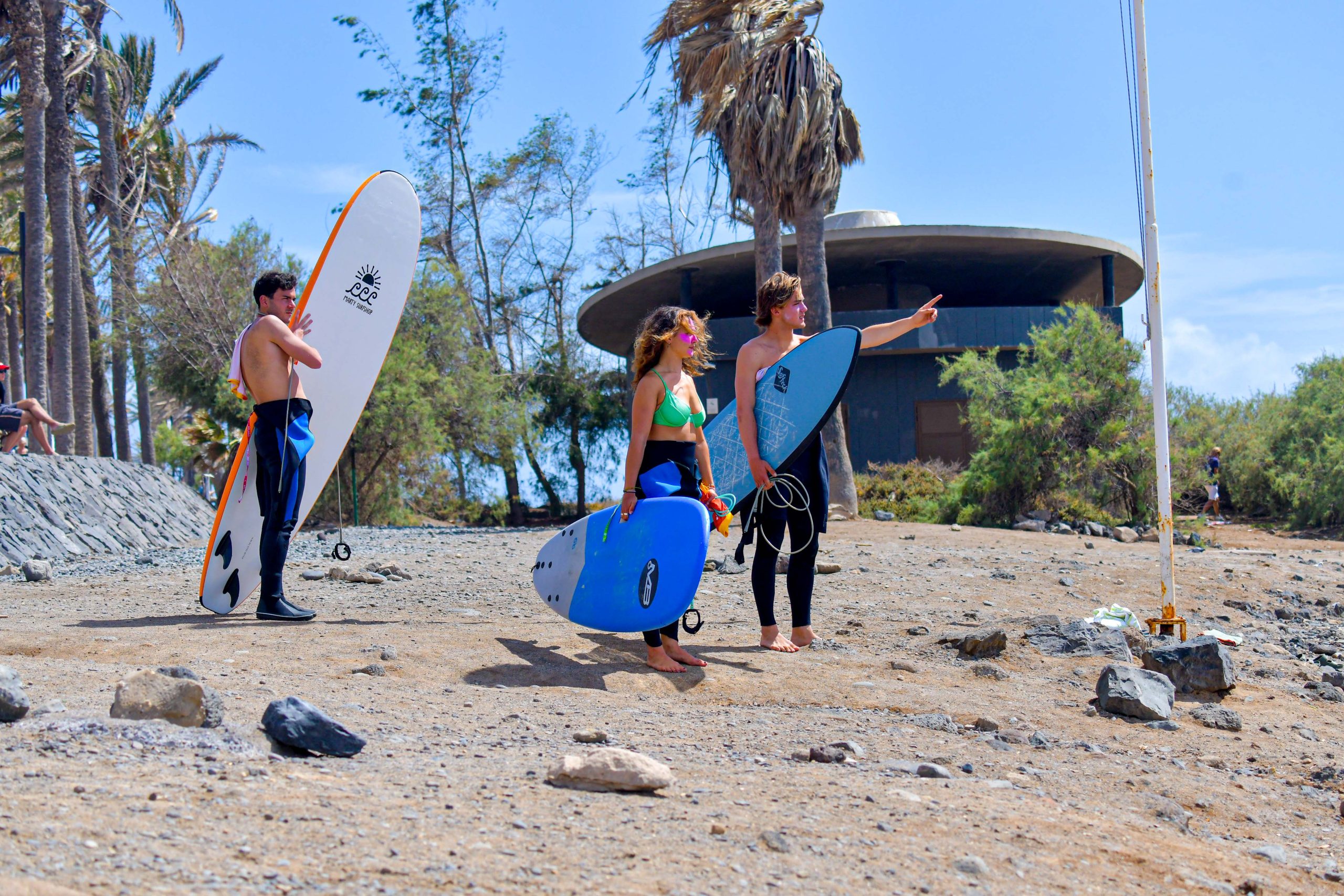 Checking the waves in Playa de las Americas
